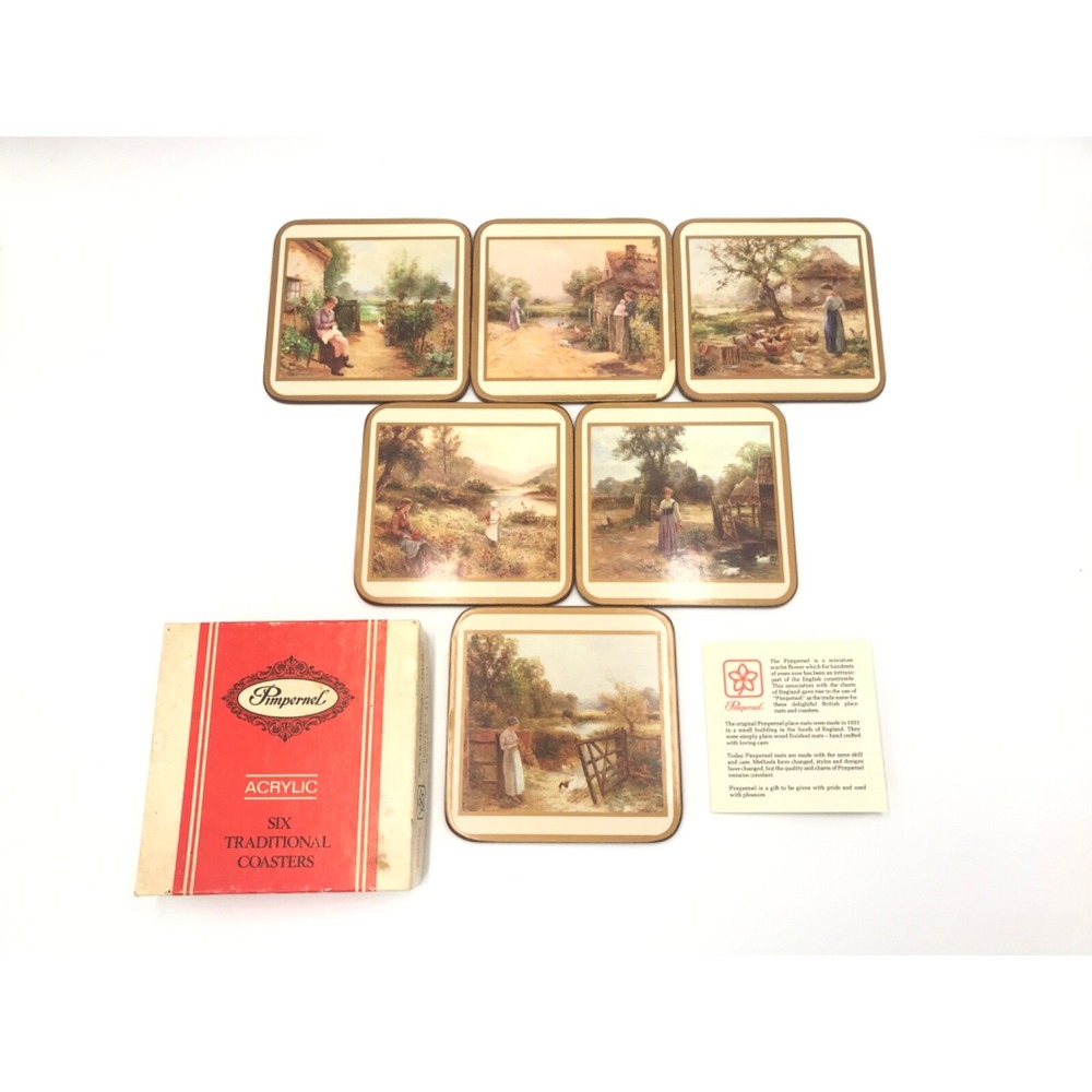 Pimpernel England Cork Traditional Coasters Country Life‎ Set Of 6